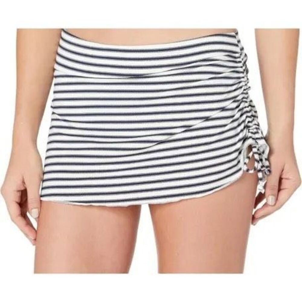 Carve Designs White and Navy Striped Swim Skirt